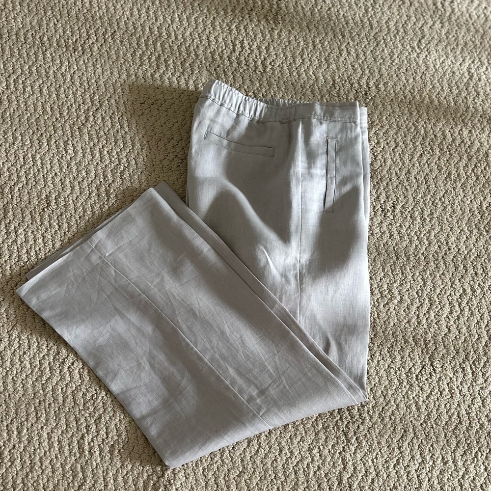 Planet 100% linen grey wide leg pants